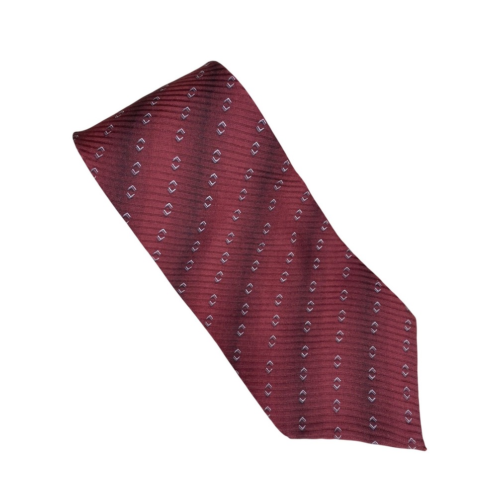 DKNY Mens‎ Tie Burgundy Geometric Silk Designer Professional Striped 58x4